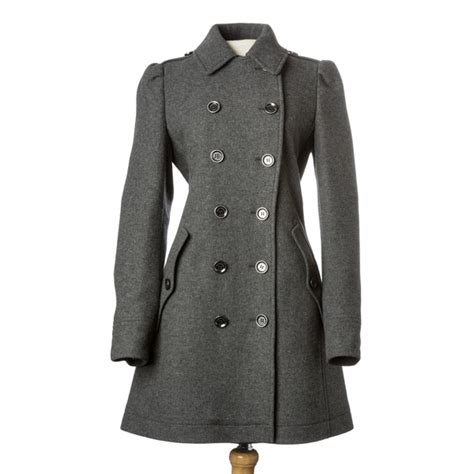 burberry brit women's grey wool blend double breasted coat|vintage Burberry trench coat.